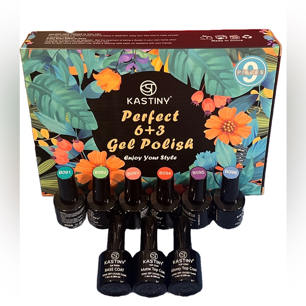 ⛱️Kastiny Perfect 6 + 3 Gel Polish, 9 Piece Set, 👙👙👙☀️BRAND NEW Multi-Color💅💅